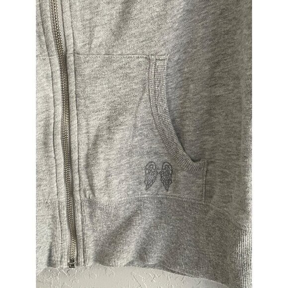 VICTORIA SECRET SUPERMODEL ESSENTIAL WOMENS GRAY ZIPPER HOODIE SIZE L - Picture 4 of 13